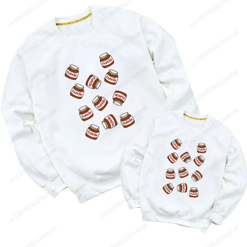 

Толстовка Nutella для маленьких девочек и мальчиков, осенняя Повседневная Толстовка с длинным рукавом для мальчиков, детская одежда, свитшоты, мама и я