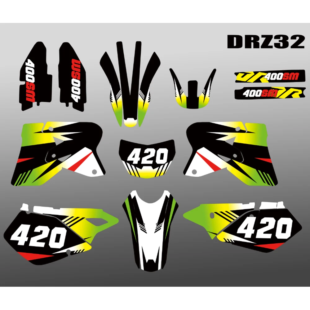 DRZ 400 TEAM GRAPHICS DECALS Stickers FOR Suzuki DRZ400 DR-Z400 DRZ400S DRZ400SM 2000 2001 2002 2002 2004 2005 2006 2007-2012