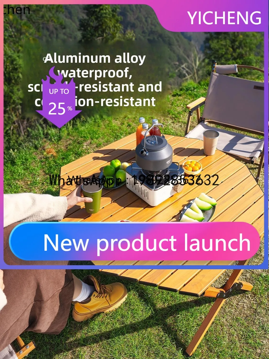 

Aluminum Alloy Table Octagonal Camping Table and Chair Outdoor Folding Table Integrated Picnic