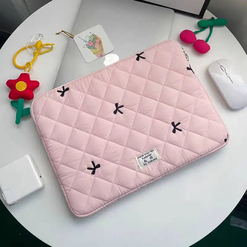Neue Flauschige Laptoptasche mit Schleife, 11/13/15 Zoll, stoßfeste Tablet-Hülle, bedruckt, Computer-Abdeckung, Tasche für iPad, Tablet-Schutz