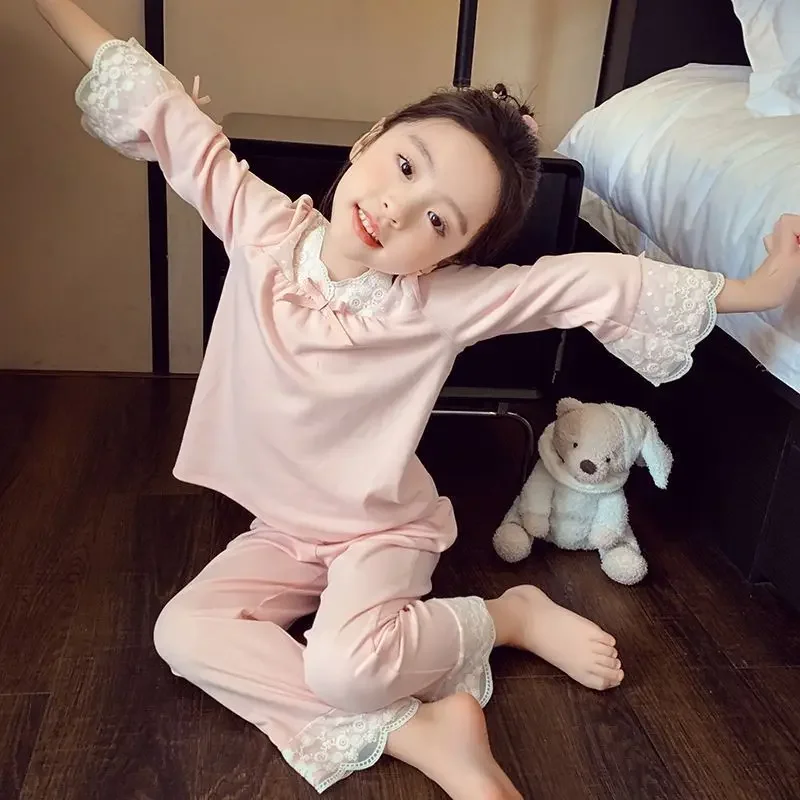 Pajama Sets Spring New Korean Fashion Home Clothes Long Sleeve Pajamas Sleepy Pants Sweet Two Piece Set