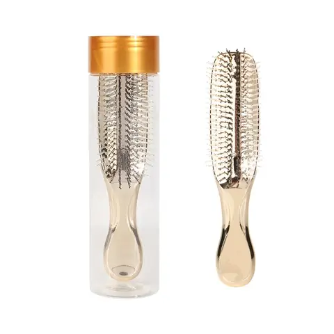 Guldpläterad hårkam Elastisk Fina Tänder Torr Våt Användning Damhårstylingkam Professionell Salongborste för Hårförlängningar och Peruker 10 best sales guld hårborste - №10