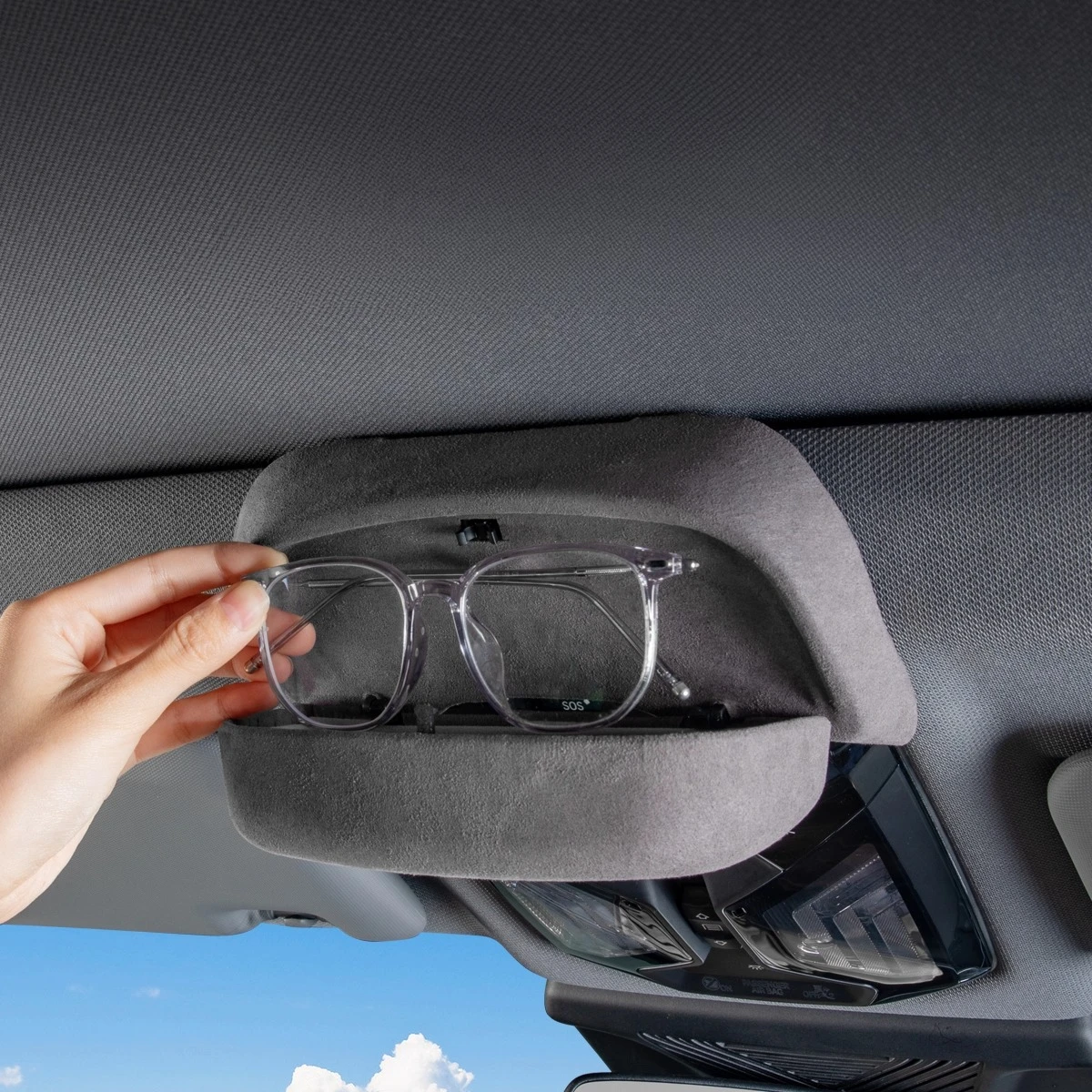 

For BMW X3 2025 2026 G45 Car Glasses Case Suede Roof Sunglasses Storage Box Car Eyeglasses Clip Interior Tidying Accessories