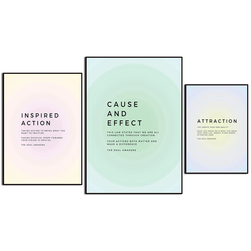 Abstract Colorful Gradient Aura Cosmic Law Manifest Affirmation Wall Decoration Poster