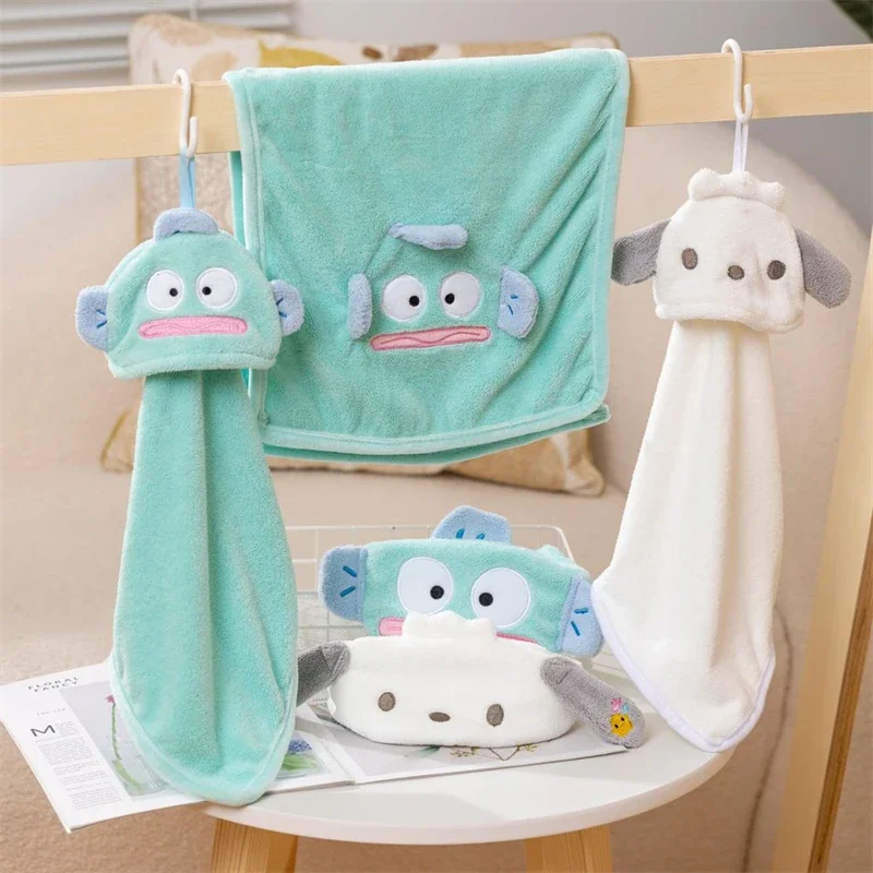 

Sanrio Kawaii Pochacco Towel Cartoon New Hanyodon Hand Wash Hand Towel Wash Face Hair Band Thick Coral Fleece Absorbent Towel