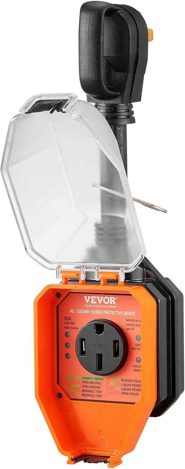 

RV Surge Protector, 50 Amp, 4800 Joules RV Voltage Protector Monitor Circuit Analyzer Power Guard