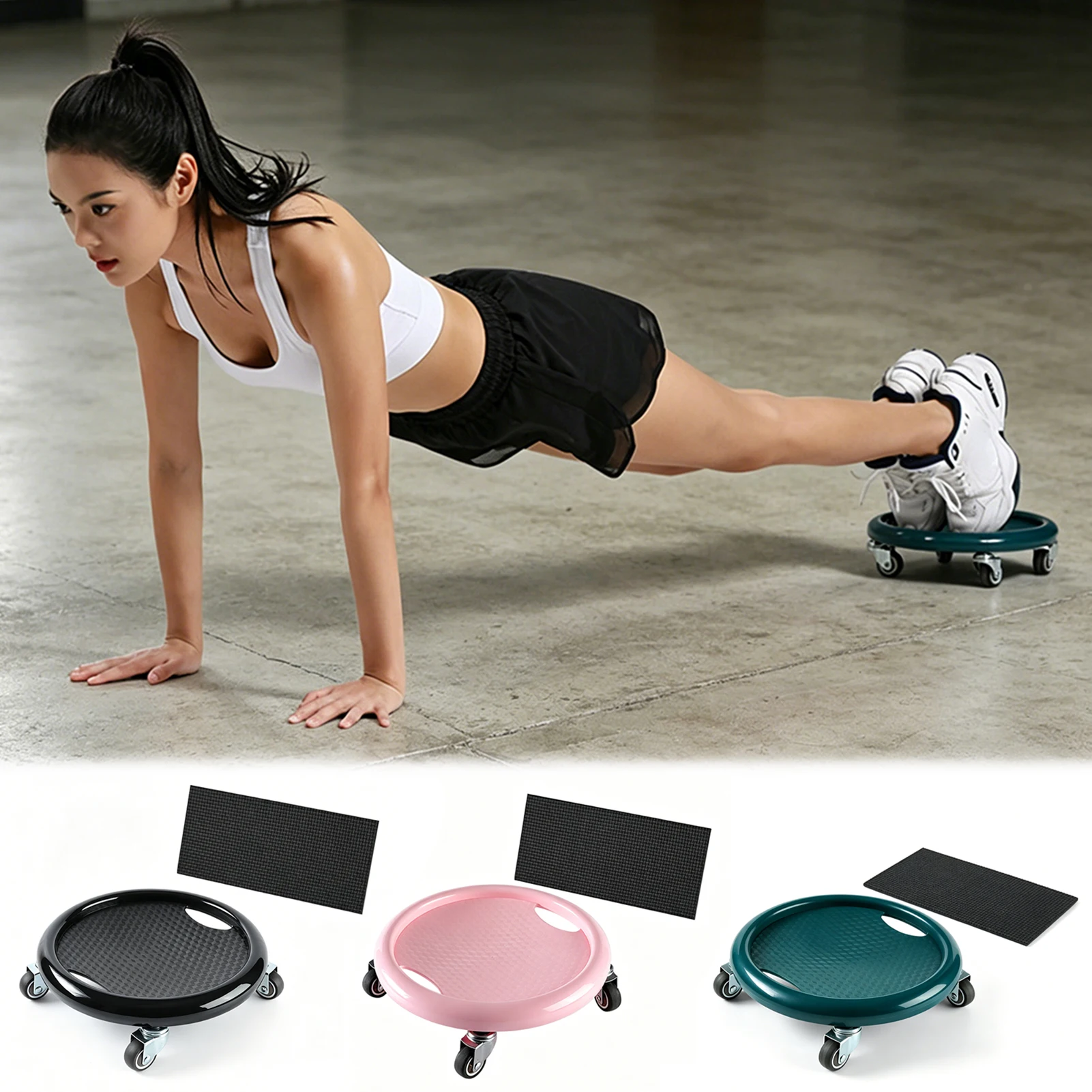 4-Rad-Ab-Gleitplattenkern-Bauchtrainer, 360-Rotations-Abs-Roller-Fitnessgerät für Taillen- und Muskelübungen