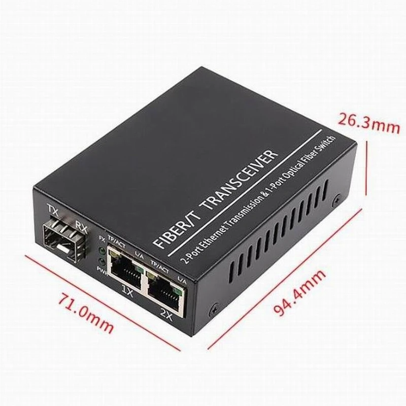 Gigabit Optical Fiber Ethernet Switch Gigabit Media Converter 1 SFP to 2 RJ45 UTP