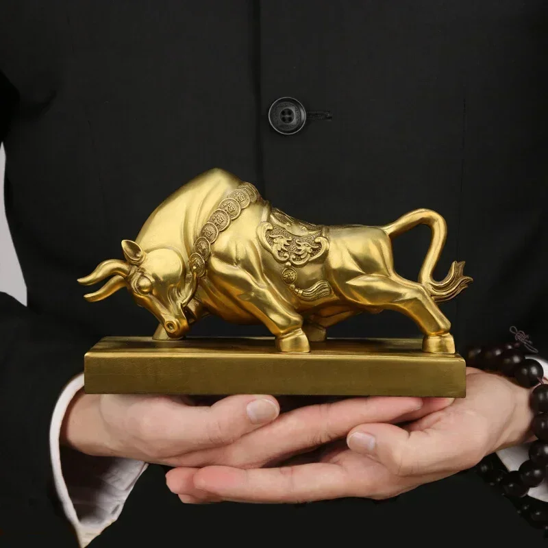 Brass Wall Street Bull Statue Modern art crafts Home living room bedroom decoration ornaments Office business statue