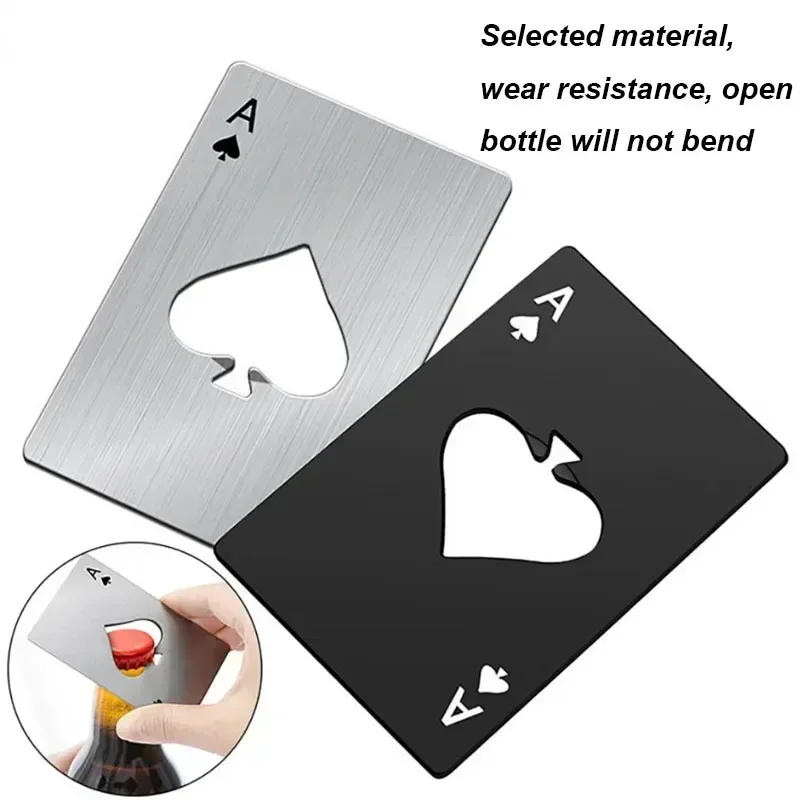 Playing Card Bottle Opener Stainless Steel Portable Beer Bottle Can Lid Metal Opener for Wedding BirthdayParty Can Opener Gadget