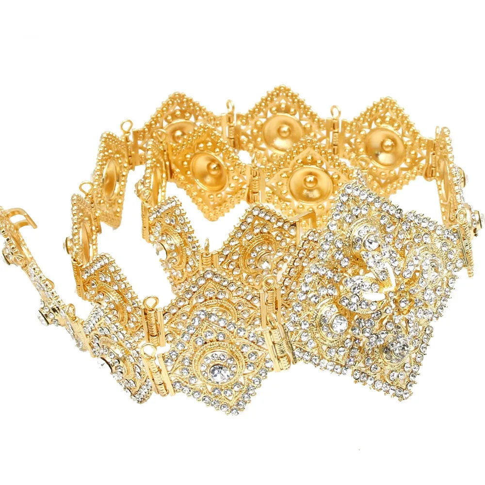 

NEOVISSON Algeria Caftan Belt For Women Wedding Dress Jewelry Metal Chain Full Rhinestone