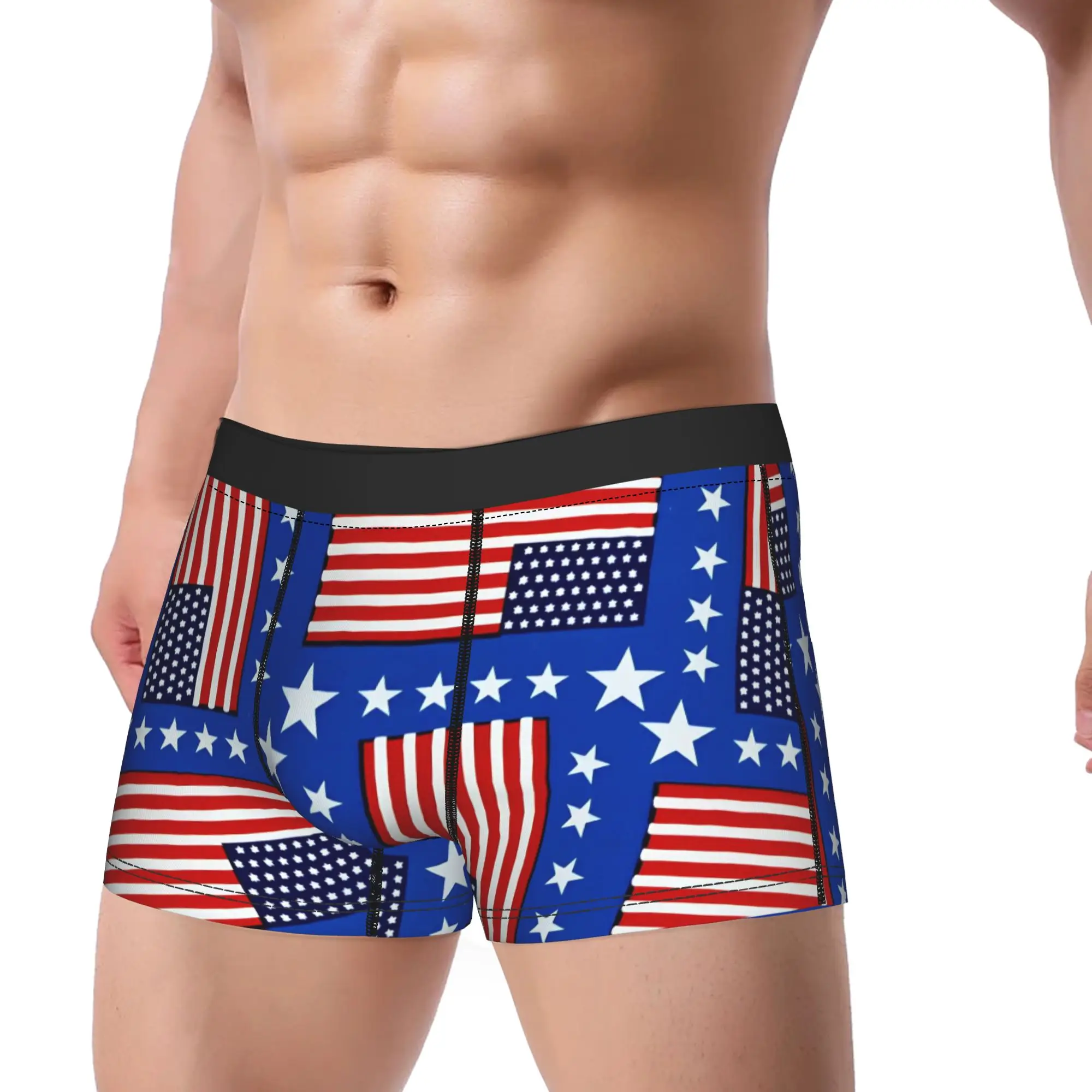 Patriotism American Flag Underwear  Men's Underpants Printing Funny Boxer Shorts High Quality Shorts Briefs Plus Size