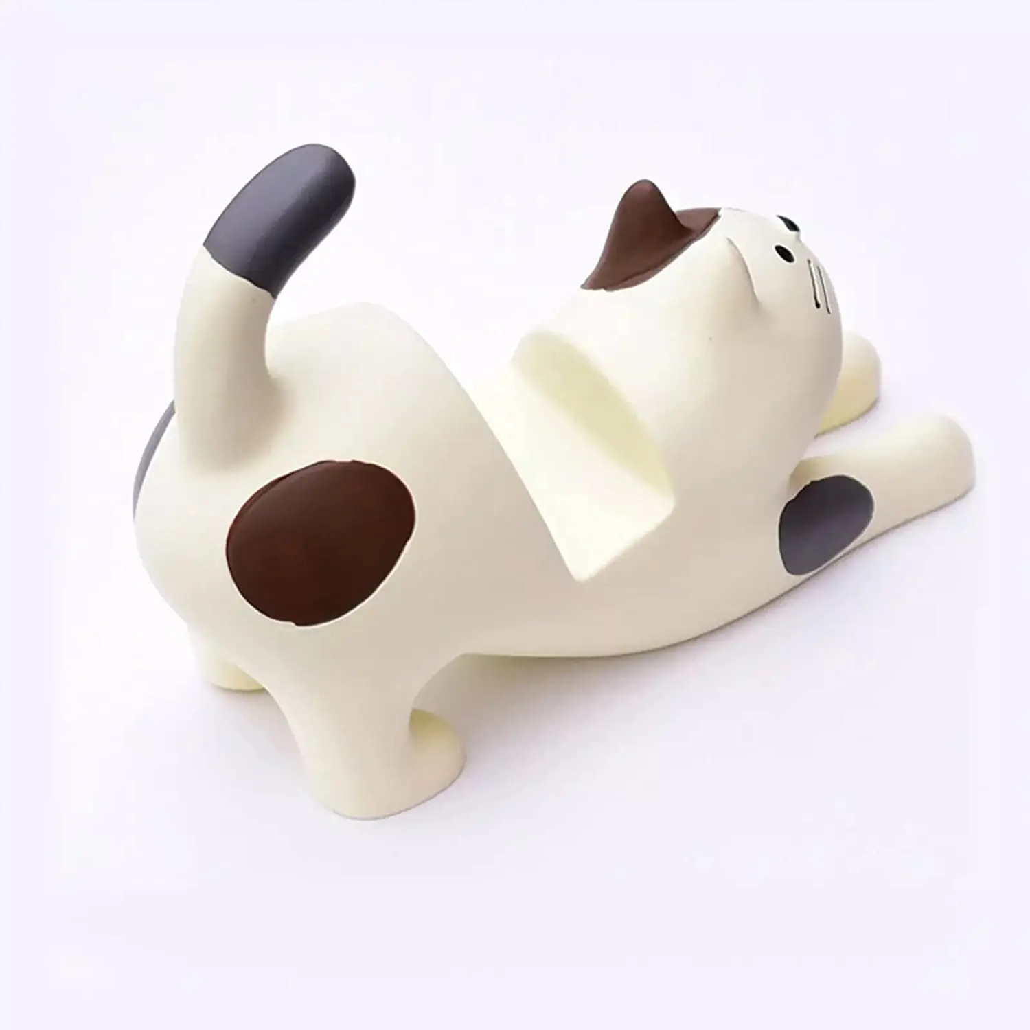 Daphnee Cream Cat with Brown Ear Smart Phone Stand Holder for Desk, Adjustable Desk Stand, Cute Animal Desktop Accessories, Moun