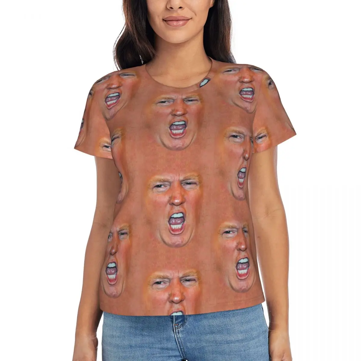 Funny Trump Skin T-Shirts Basic O Neck T-Shirt Short-Sleeve Vintage Oversize Tee Shirt Summer Custom DIY Tops Gift Idea