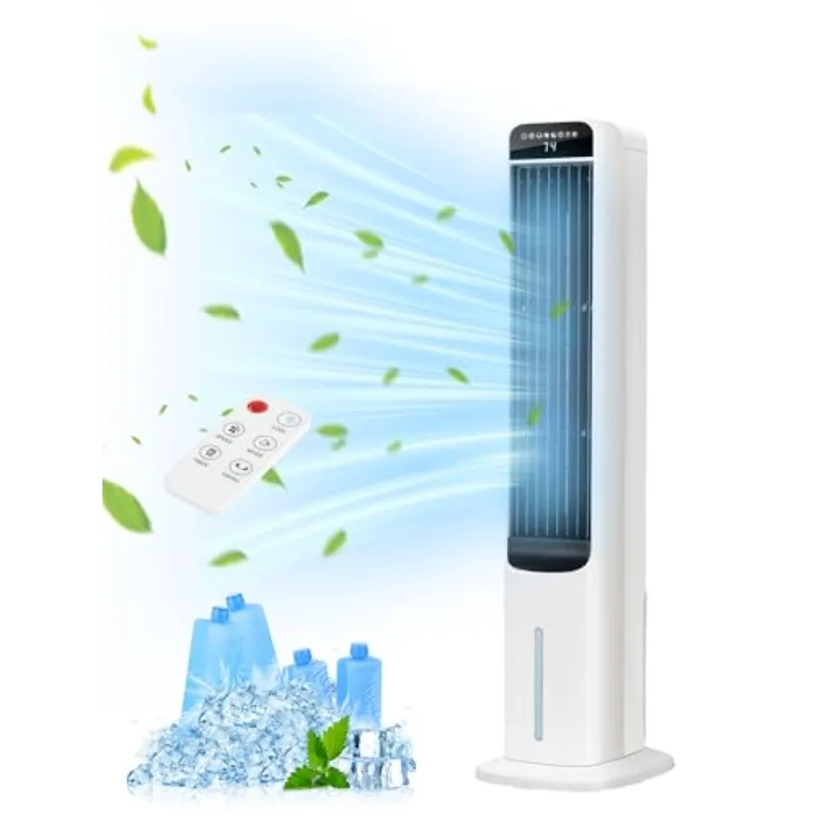 

Портативный испарительный вентилятор-охладитель воздуха 42 с 4 режимами, 3 скоростями, таймером на 12 часов, осцилляцией на 120° и пультом ДУ для спальни, офиса, дома