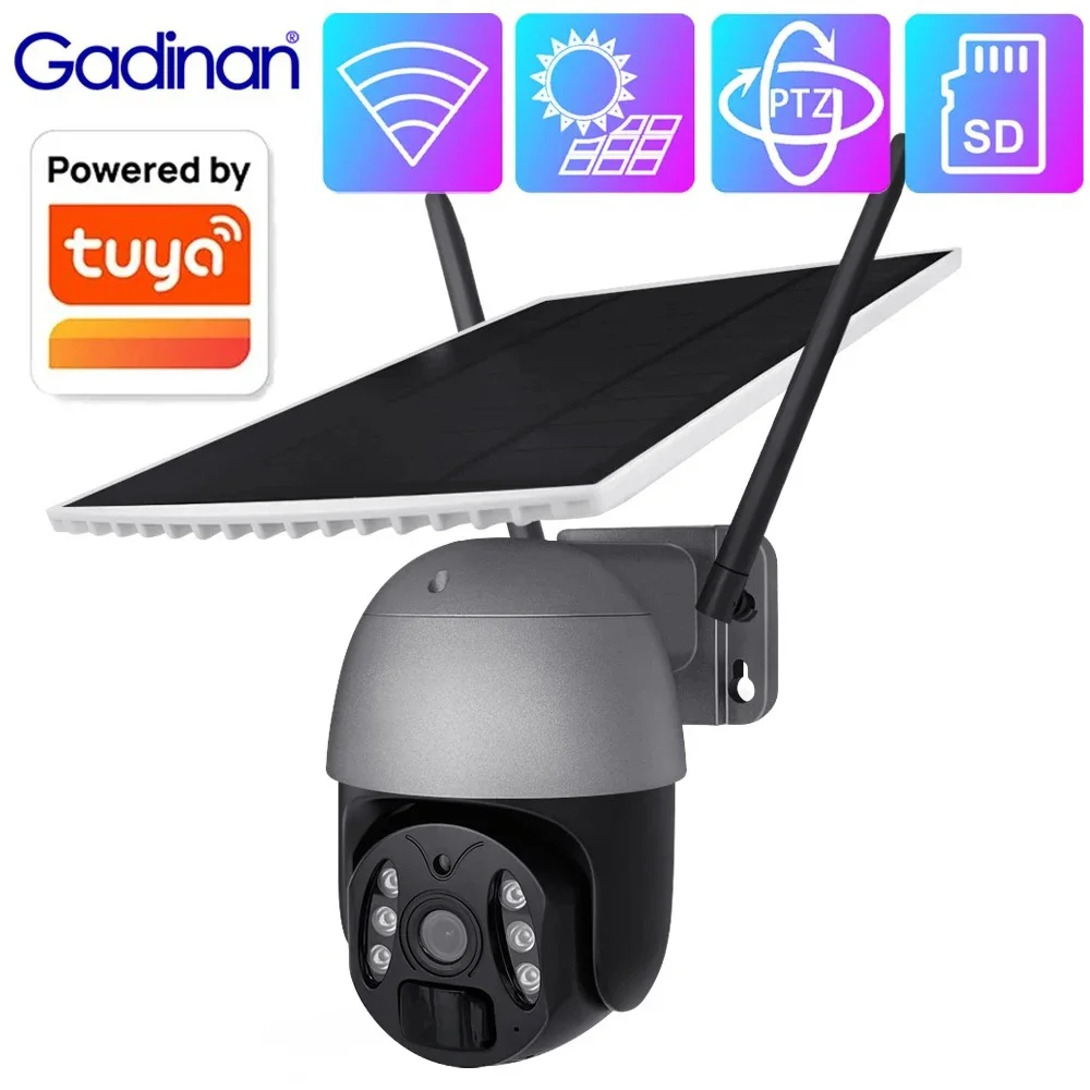 

Solar Powered PTZ Camera 3MP Solar Panel Outdoor Waterproof Color Night Vision PIR Human Dection Built in battery Two Way Audio