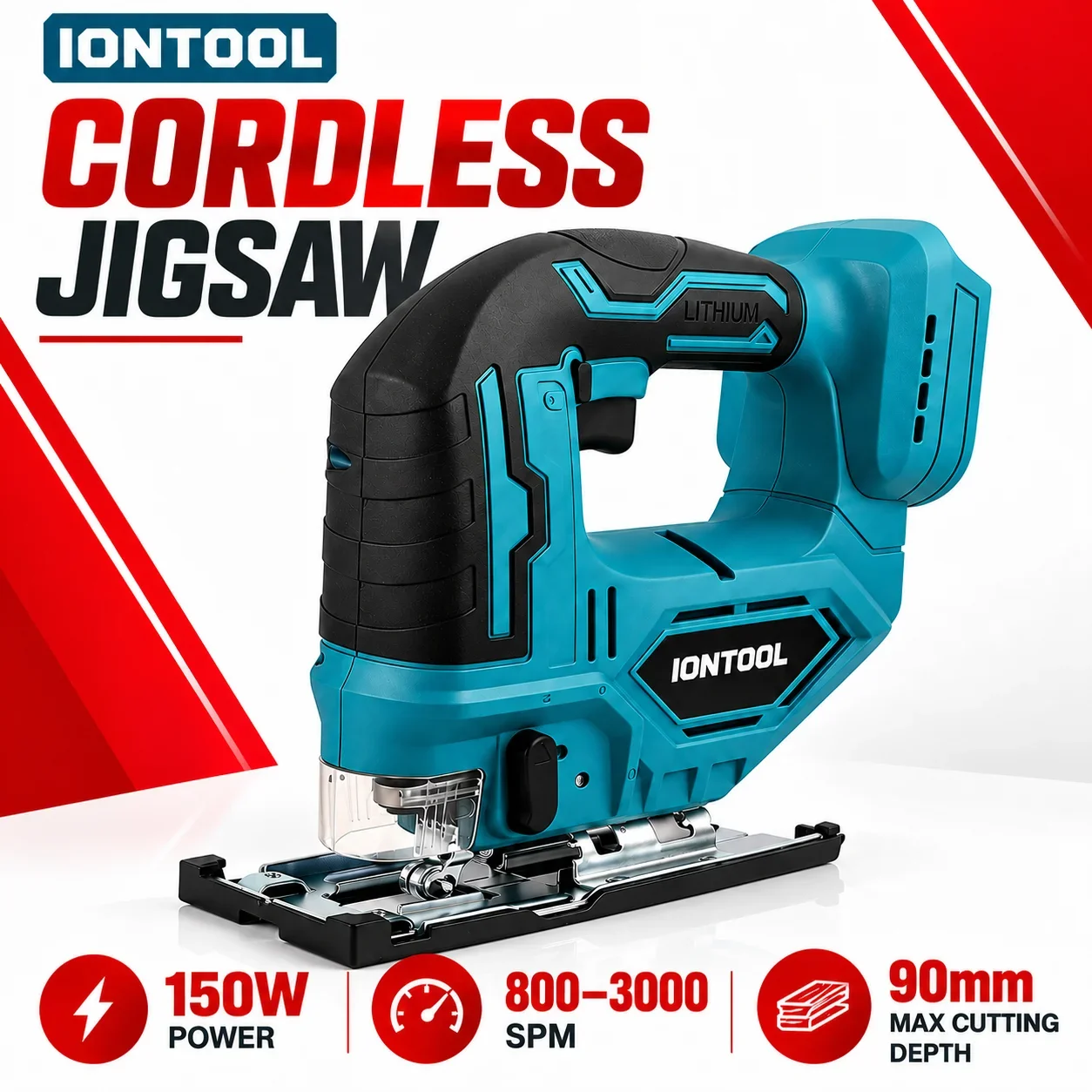 IONTOOL Compact Cordless Jigsaw 90mm Cutting Depth Variable Speed Electric Saw for DIY Woodworking Project Shaping Tool