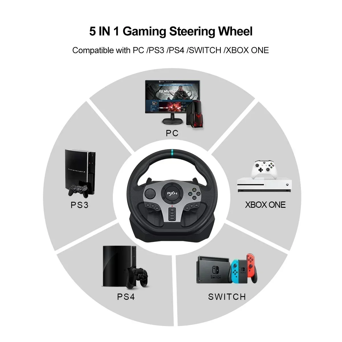 Pxn V9 Gaming Racing Wheel Simracing Racing Wheel For Nintendo Switch/ Ps4/Ps3/Xbox  One/Pc Windows/Xbox Series S/X 270°/900°