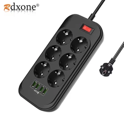 Power Strip Multitap Extension Cord Electrical Socket With 4 USB Ports Charge Multiprise Network Filter Individual Switch.