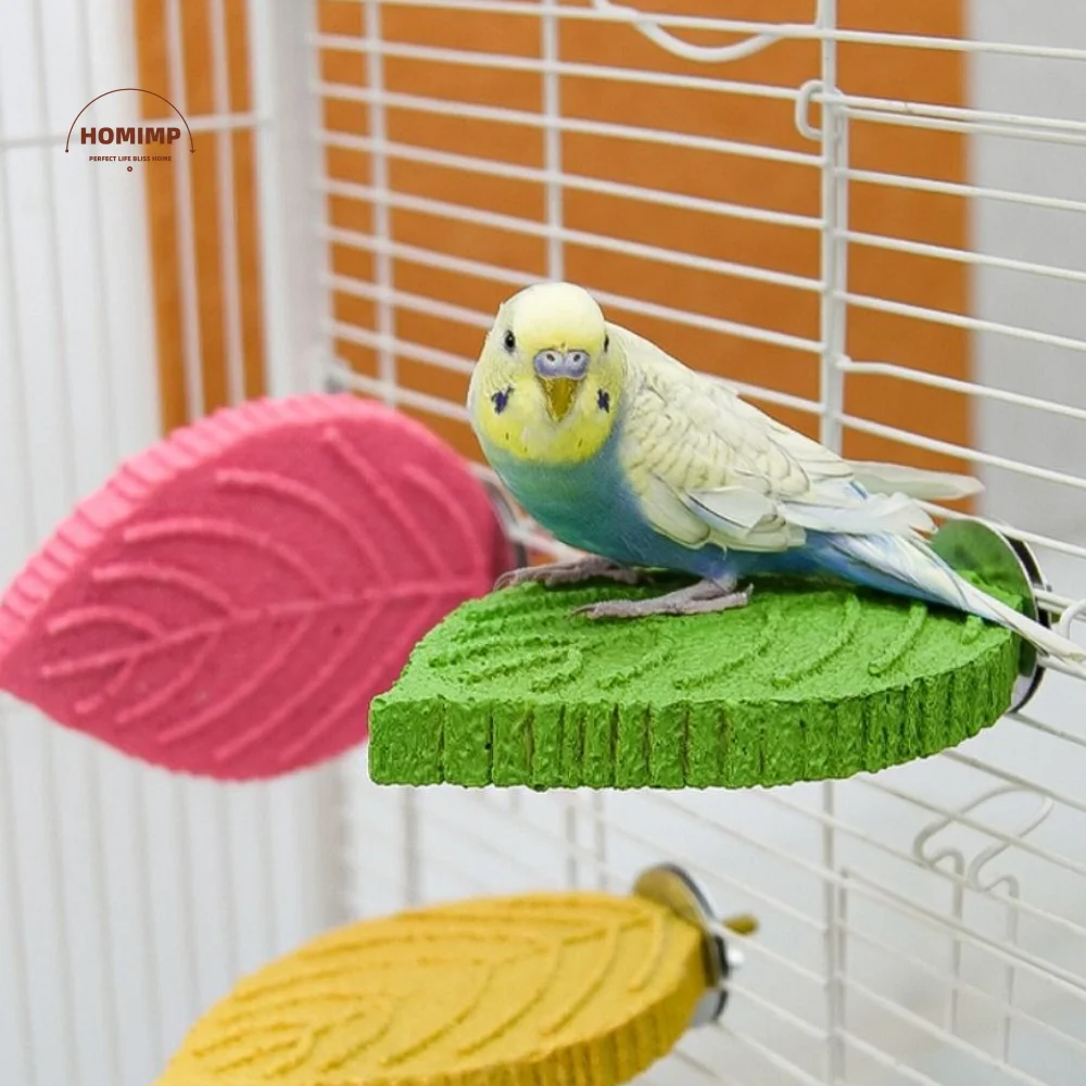 

Leaf Shape Parrot Perch Resin Non-slip Bird Cage Perch Wear-resistant Dopamine Parrot Standing Pole Breeding Cage