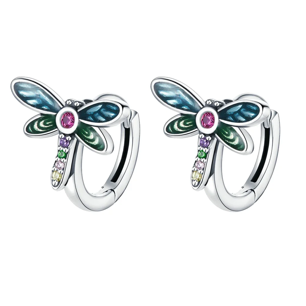 

Colorful Zirconia Earrings Dragonfly Jewelry Pendant Girl Vintage