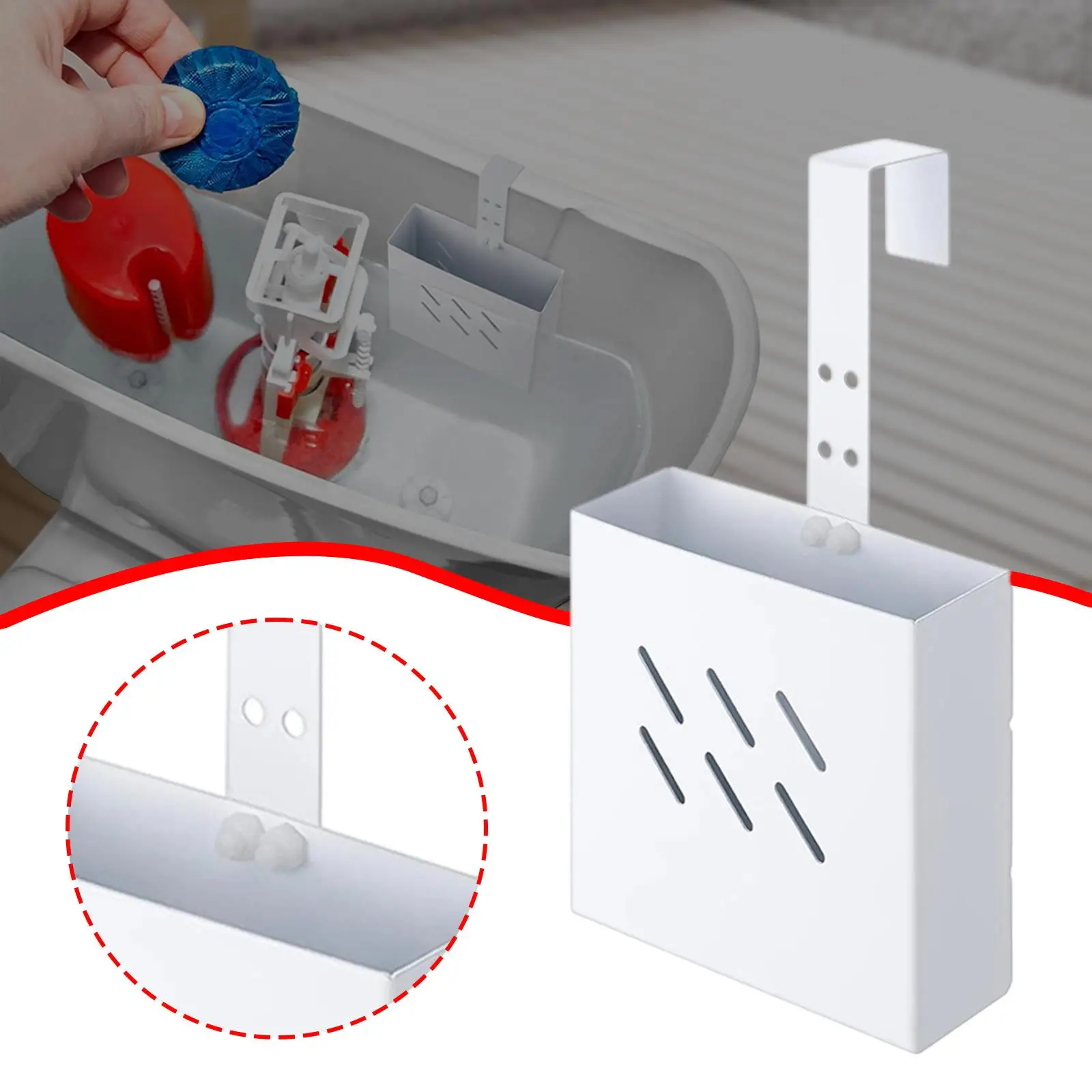 حامل تنظيف خزان المرحاض من الفولاذ المقاوم للصدأ، تركيب سريع مع خطاف قابل للتعديل، حافة وعاء المرحاض #4