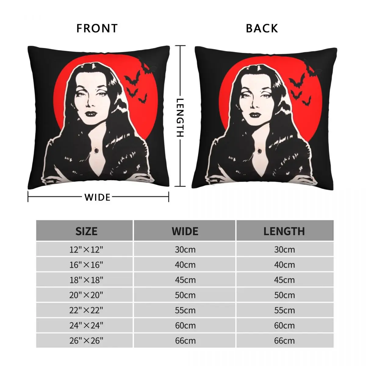 Morticia Addams Square Pillowcase Polyester Linen Velvet Pattern Zip Decor Throw Pillow Case Car Cushion Cover