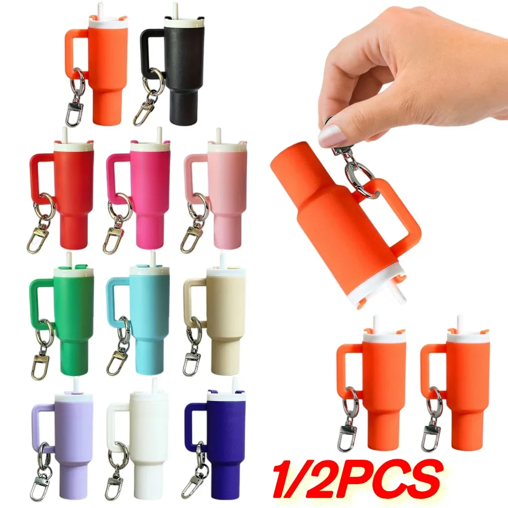 1pc Mini Cup Keychain Lip for Stanley Cup Chapstick Holder Keychain Handbag Key Chain Pendant Can Put Lipstick Cup Accessories