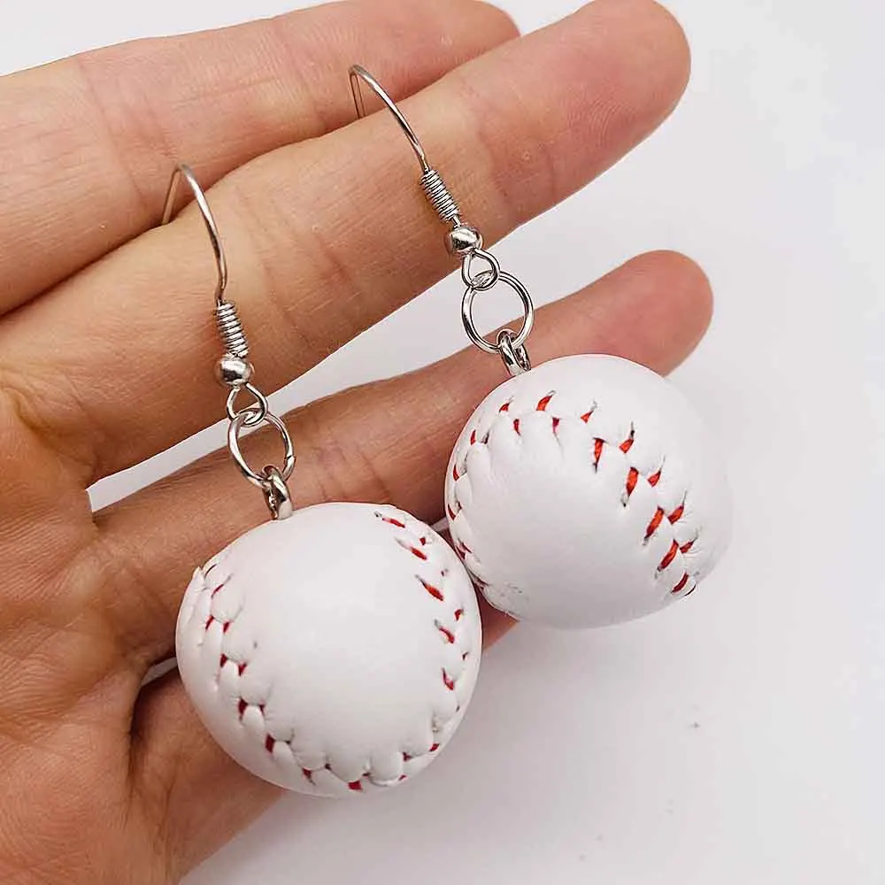 Creative Baseball Dangle Earrings Big Faux Leather Baseball Drop Earrings Jewelry for Women Girls Sport Lover