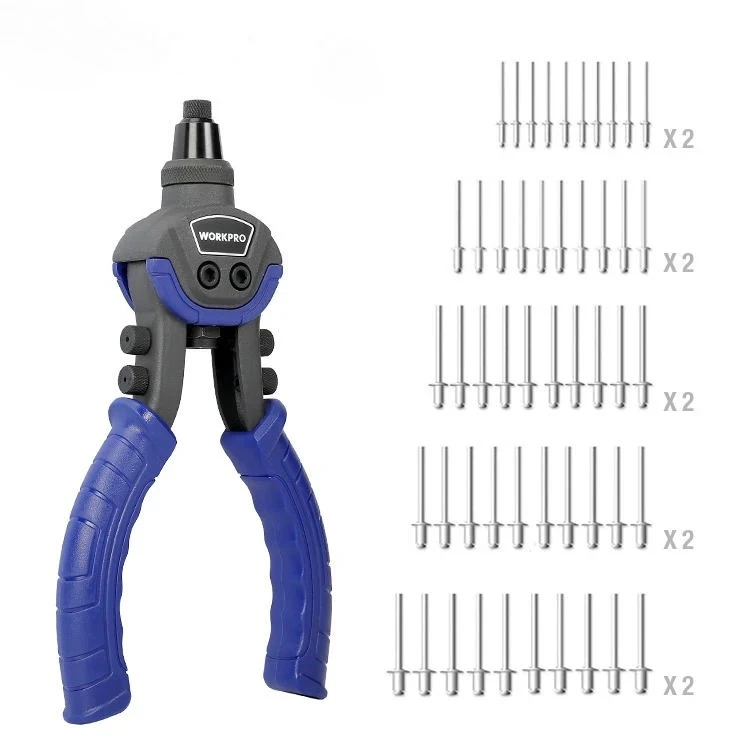 Heavy Duty Rivet Gun 100-Piece Rivets Includedwith 5 Replaceable Nosepieces 10