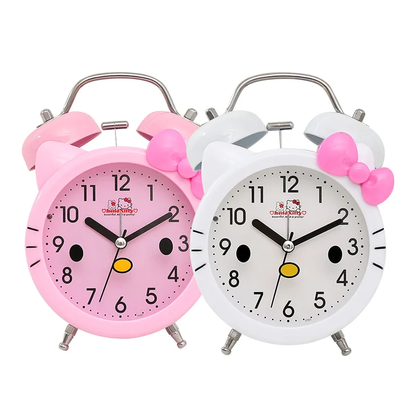 SANRIO Hello Kitty Alarm Clock  Student Children Girl Clock Kuromi My Melody Cinnamoroll Cartoon Static Cute Rhinestone Gift