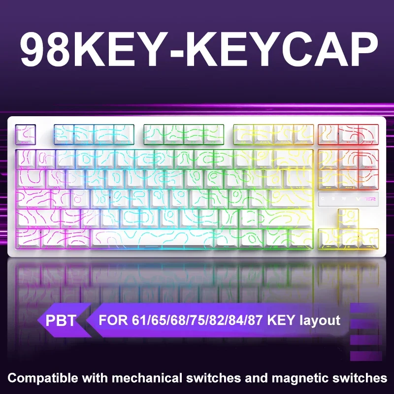 

Колпачки для клавиш KM98 Contour PBT — идеально подходят для магнитных игровых клавиатур Attack Shark X68HE, MCHOSE ACE60/ACE68, более высотой вишни