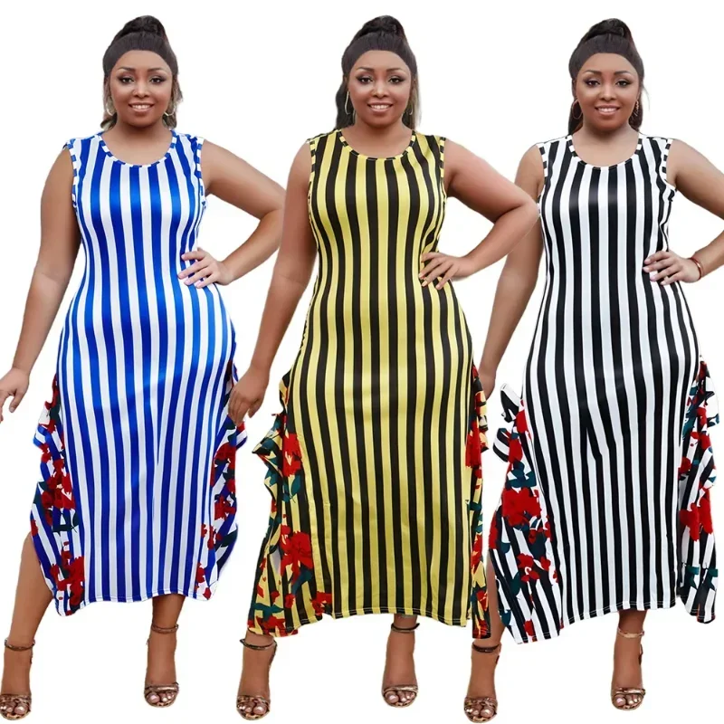 Sukienki afrykańskie plus size na zamówienie dla kobiet, letnia moda, afrykańska sukienka bez rękawów z nadrukiem, długa sukienka Dashiki, odzież afrykańska.
