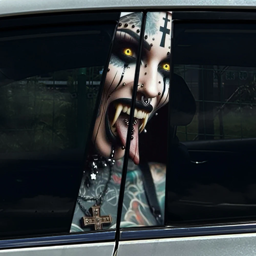 

2pcs Cross Rosary Holible Nun Car Center Pillar Sticker B Pillar Protective Film For accesorios de auto bmw e91 peugeot 207