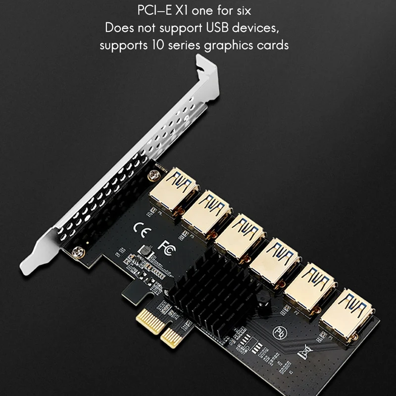 PCI-E Riser Card PCI-E 1X To 6 USB 3.0 Graphics Adapter Card PCI-E 1 To 6 Expansion For Bitcoin Mining