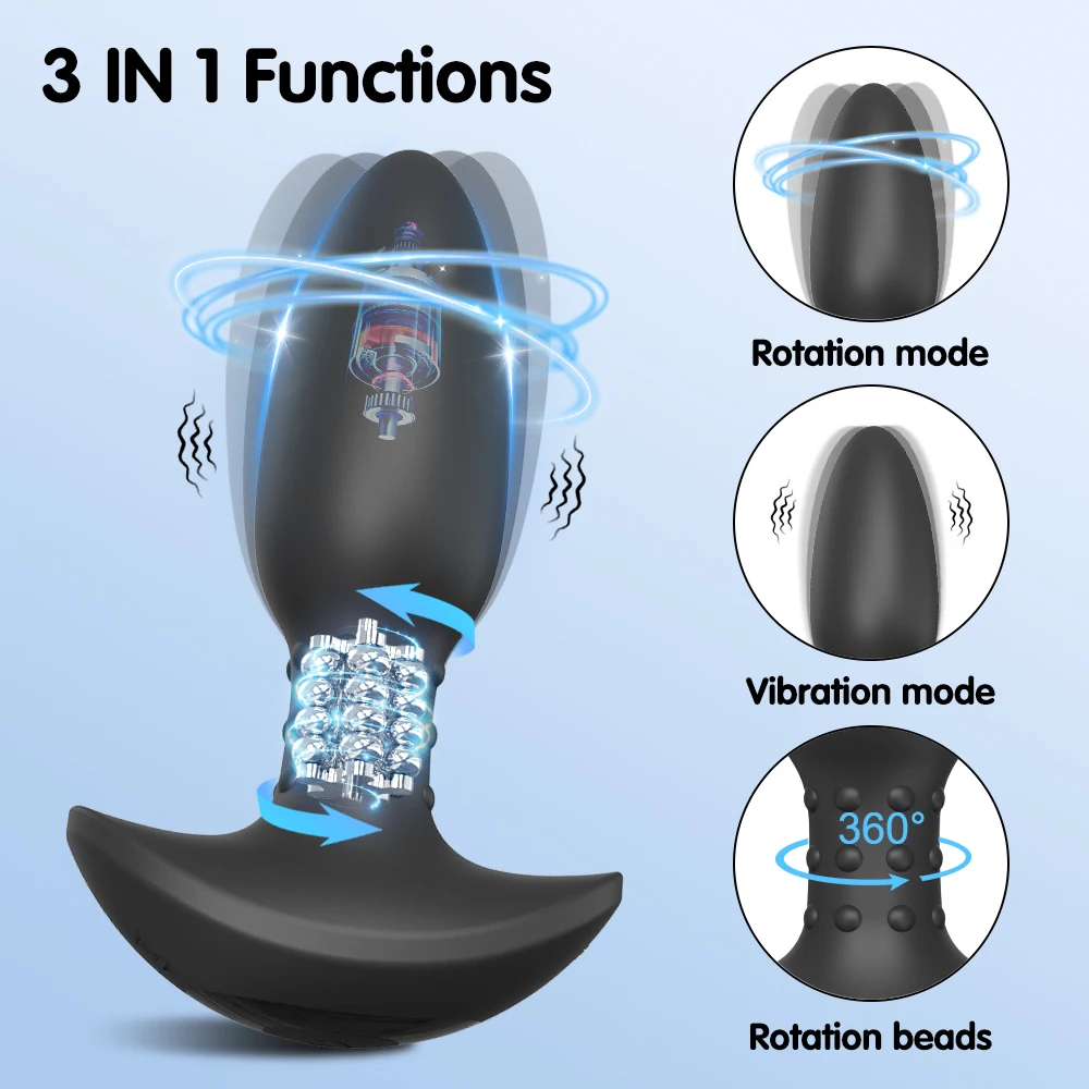 360° Rotation Cock Ring Penis Ring Vibrator Sex Toys for Men Male Prostate Massager Taint Stimulator Bullet Anal Plug Butt Plug