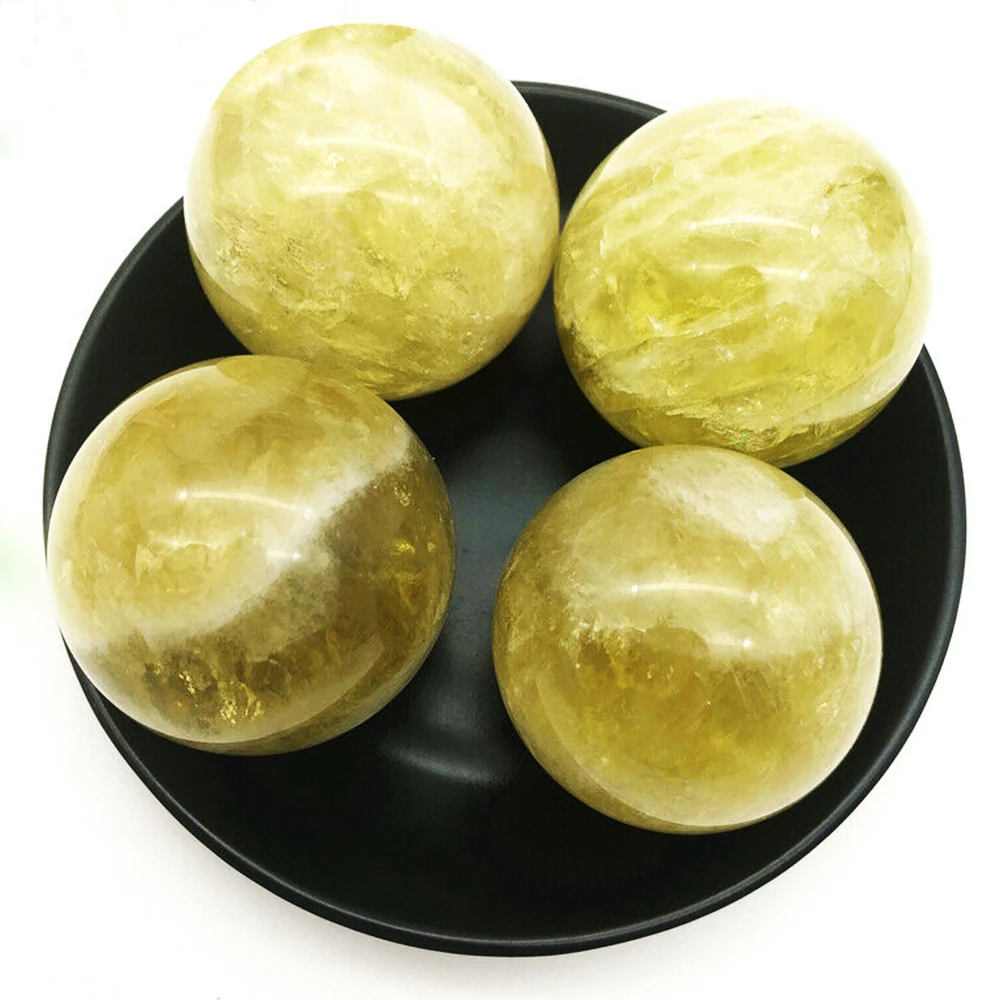 Natural Crystal Citrine Ball Quartz Massage Polished Reiki Healing Exquisite Room Decor Ore Souvenirs Crystal Sphere Ball 4-7cm