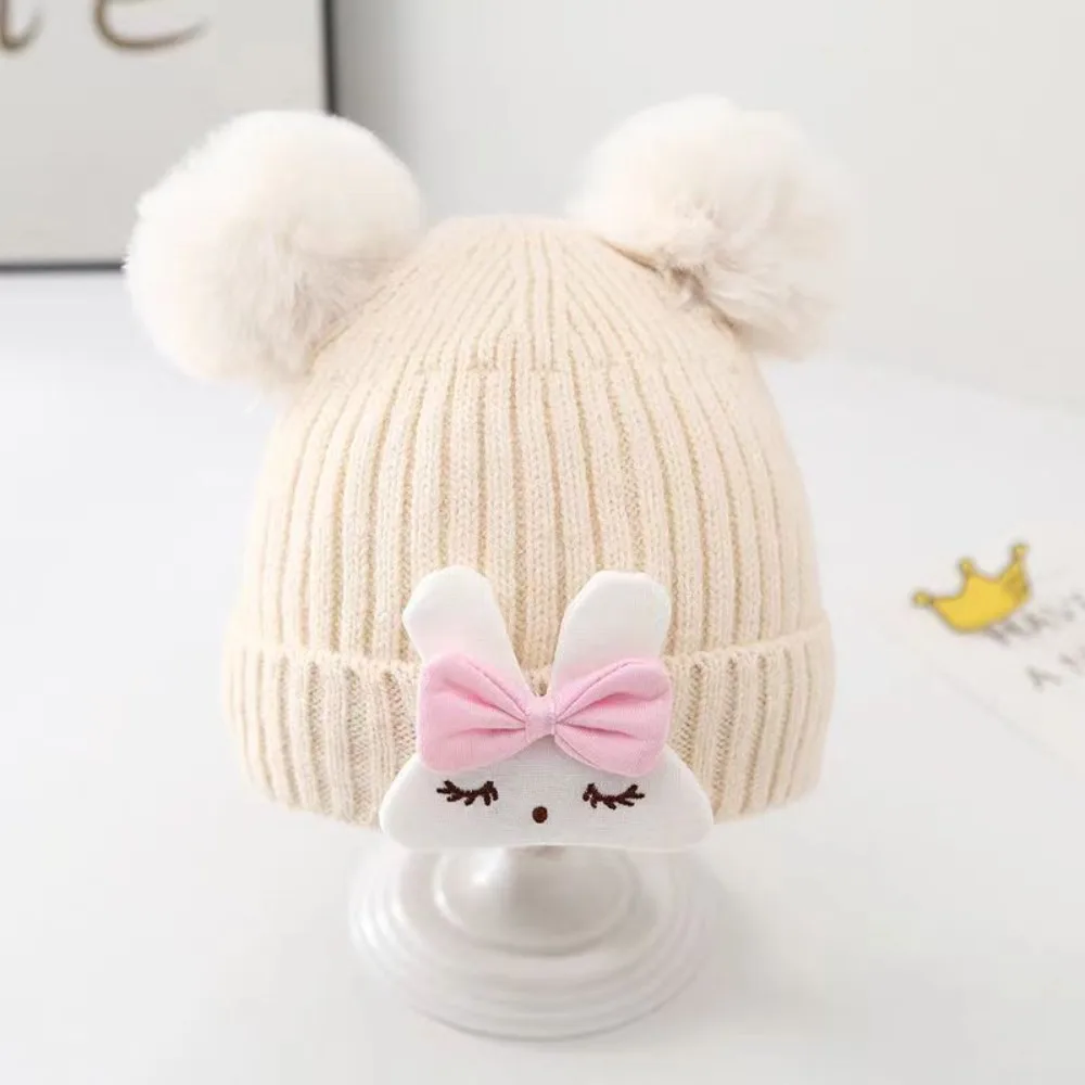 

Durable Rabbit Baby Beanie Cap Woolen Cartoon Girls Knitted Hat Knitted Winter Toddler Hat Winter