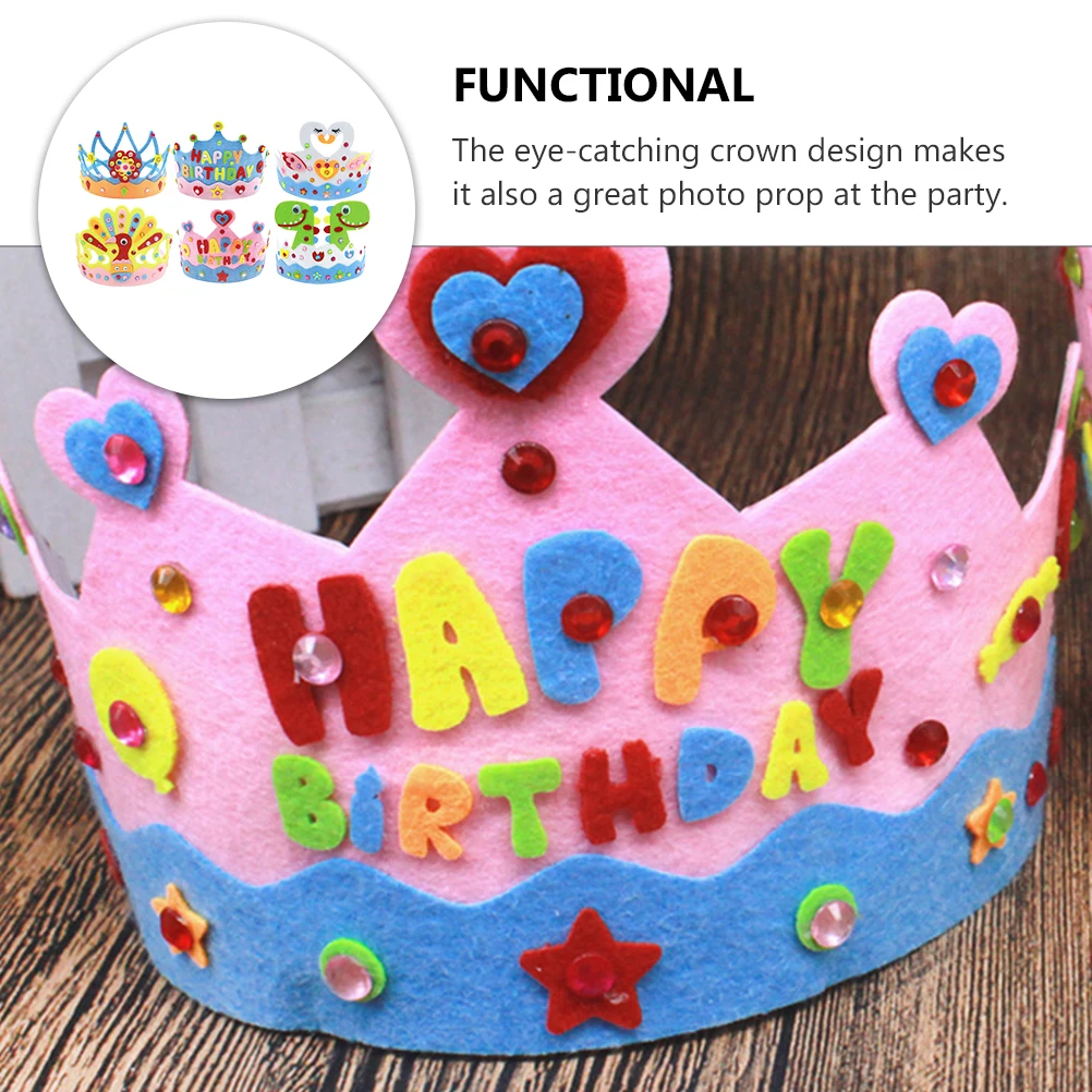 

Crown Headdress Kids Birthday Hat DIY Fabric Non Woven Lightweight Girl Crown Party Prop Photo Baby Shower Gifts