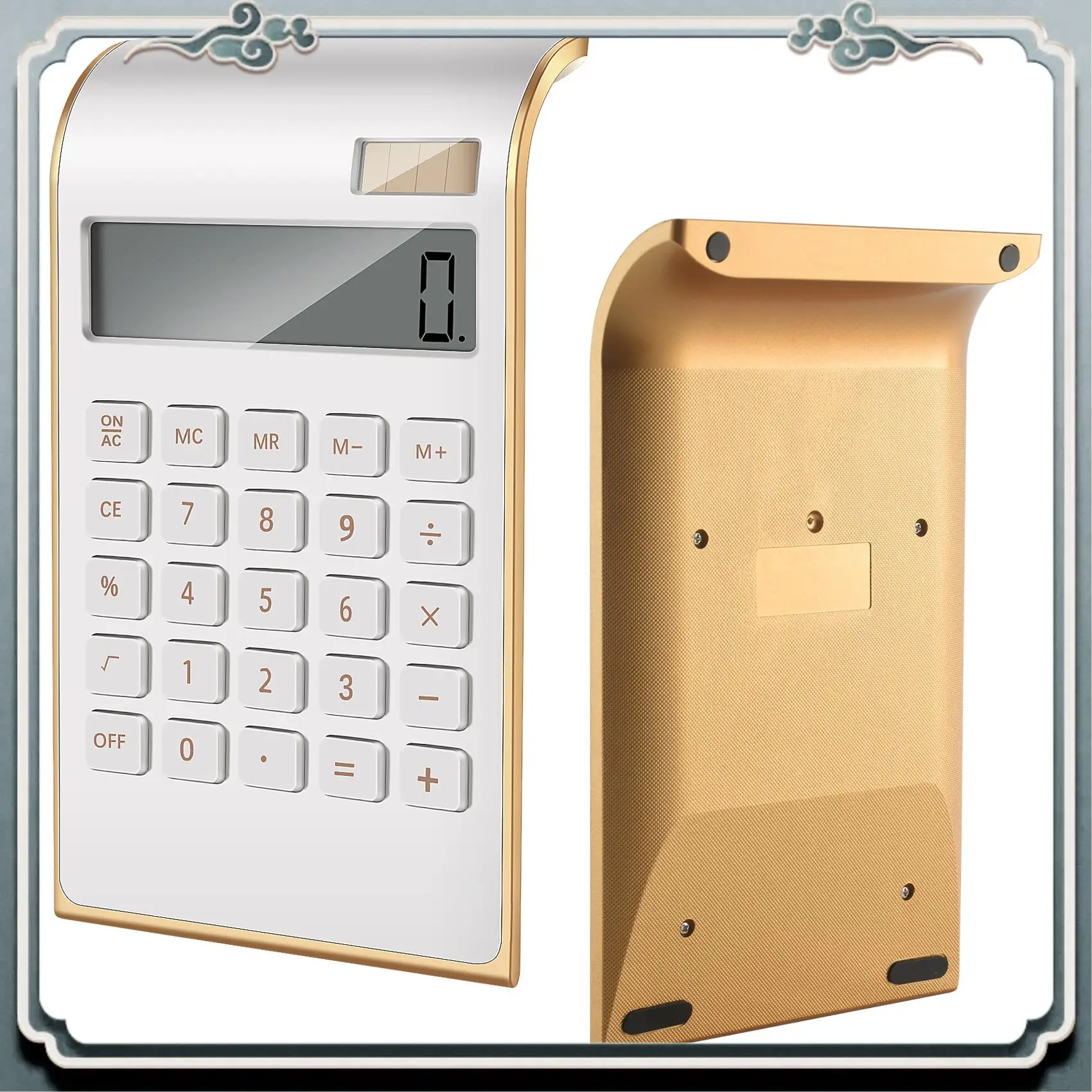 Premium Calculator, Slim Elegant Design, Office/Home Electronics, Dual Powered Desktop Calculator, Solar Power, 10 Digits, Tilte