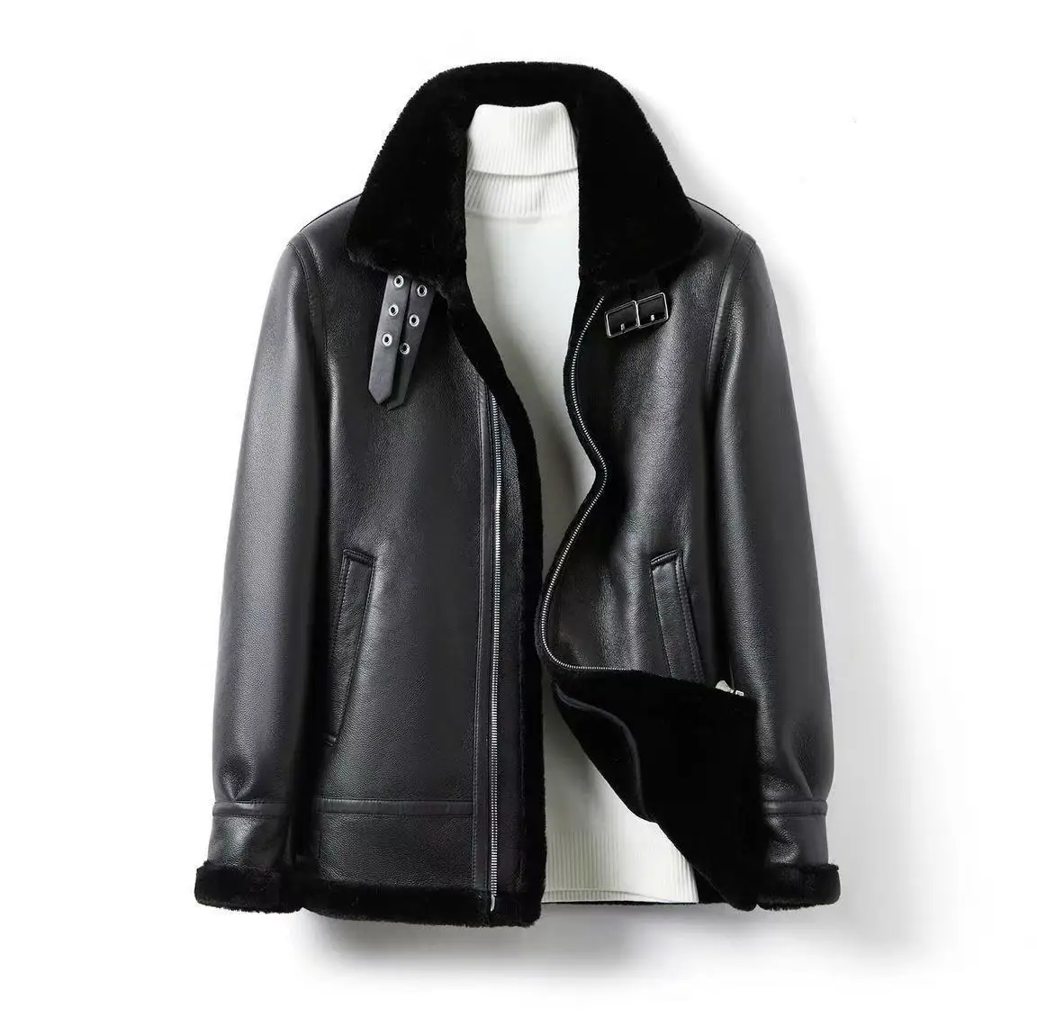 New Fashion Men Winter Fur Integrated Jackets Man Fleece Leather Jackets Quality Male Thicker Warm Leather Coats Size 5XL
