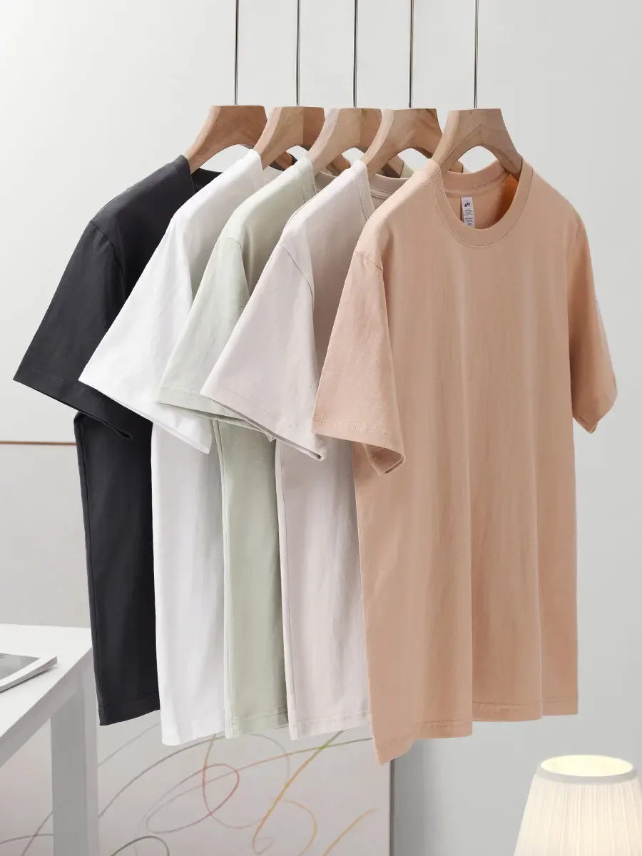 

2024 Japanese Style Pure Cotton Short-sleeved T-shirt Women's Shoulder O-neck Shirt Solid Color T-shirt Clothing Wholesale Men