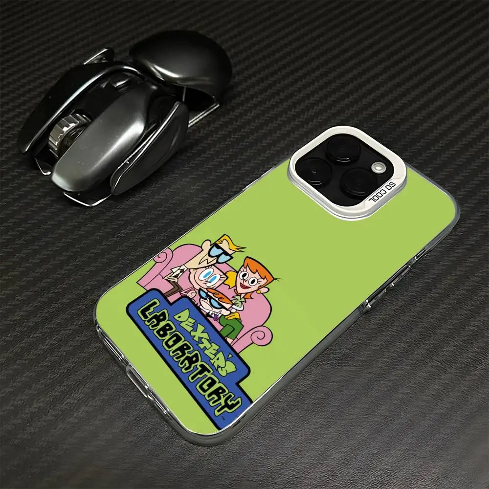 حافظة هاتف كارتون D-Dexters Lab لهاتف iPhone 16,15,14,13,12,11,Mini,Pro,MAX غطاء أبيض غير لامع مقاوم للصدمات