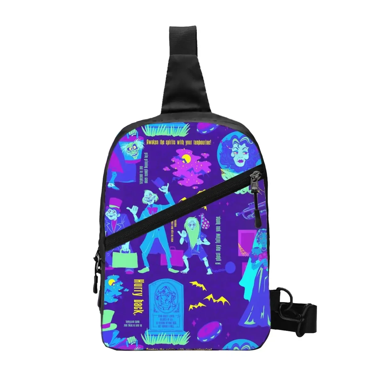 Fashion Happy Haunts Sling Crossbody Backpack Men Haunted Mansion Grim Grinning Ghost Shoulder Chest Bags for Travel Cycling