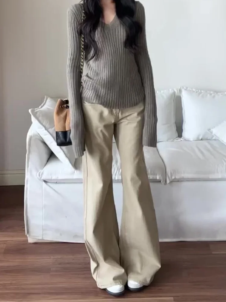 

Джинсовые джинсы-колокольчики с высокой талией, женские свободные прямые джинсы, винтажная американская повседневная одежда, осенний сезон