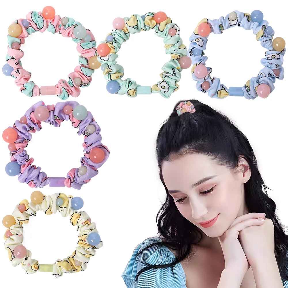 

5Pcs Women head rope Hair Scrunchies Girls Candy Elastic Hair Rubber Bands Hair Gum/Tie Ponytail Hair Holders Hair Accessories