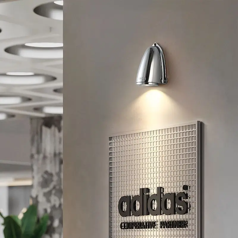

Modern Aluminum Spot Wall Lamp Silver Color Body Electroplating Sconce Light Indoor LED Hotel Door Lamp Store Decoration Lustres