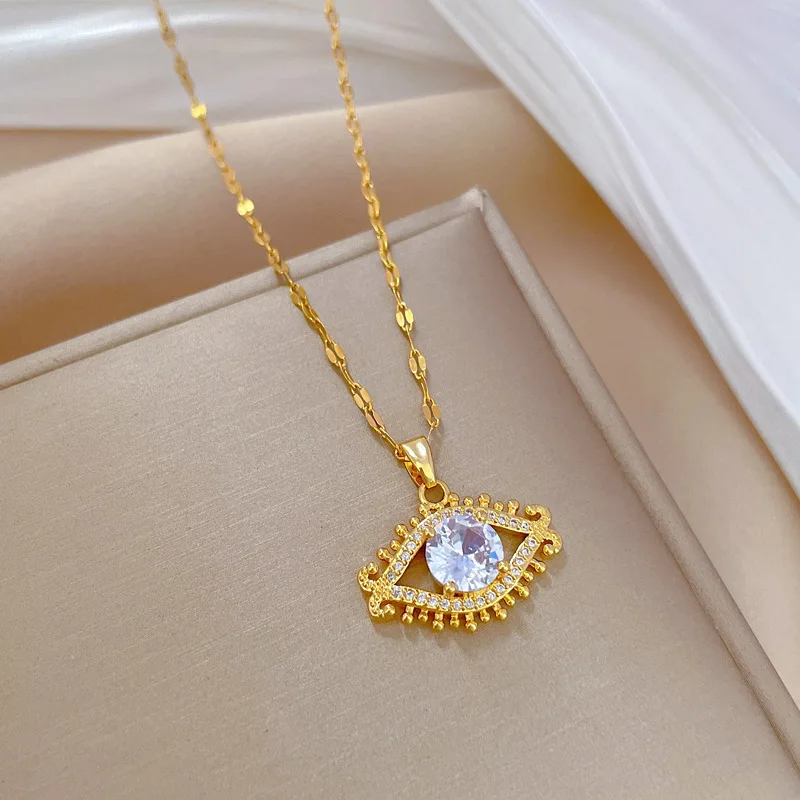 الفاخرة التيتانيوم الصلب رمش الجفن قلادة للنساء تنوعا سلسلة الترقوة أنيقة الأزياء والمجوهرات الإكسسوار