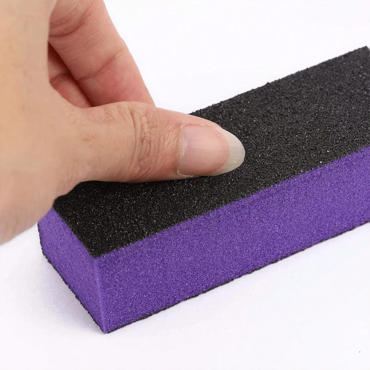 10 Stück/20 Stück 3-seitiger Nagelpufferblock 100/180 Körnung, Professionelle Maniküre-Pediküre-Nagelfeile, Schwarz-Lila Nagelkunst-Werkzeug – Detail 1