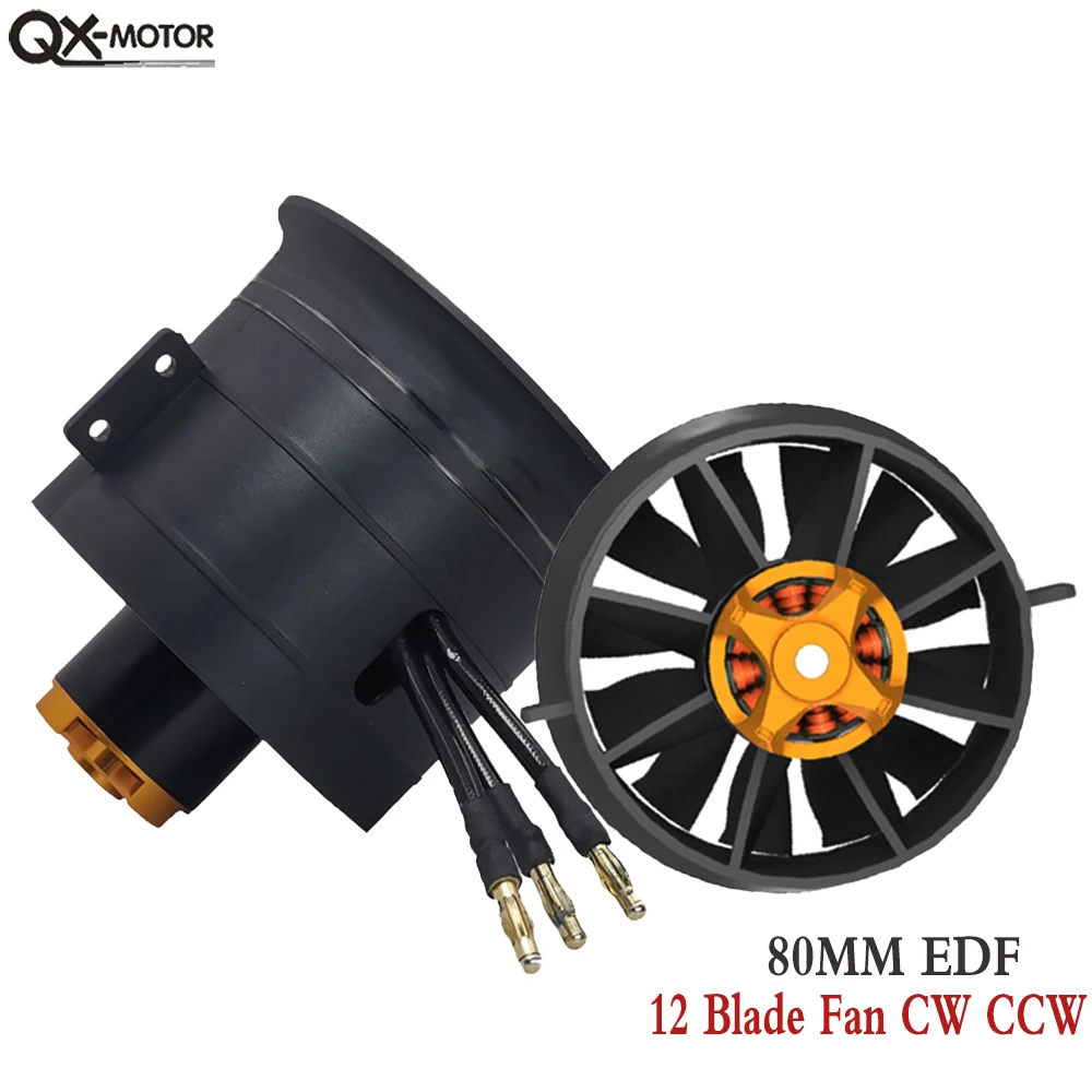 

QX-MOTOR 80 мм QF3538 QF3748 EDF 12 лопастей канальный вентилятор CW CCW с 80A 120A 160A ESC для деталей радиоуправляемого мультироторного вертолета Jet plane